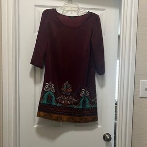 BeBop Burgundy Dress with Teal and Gold Accents